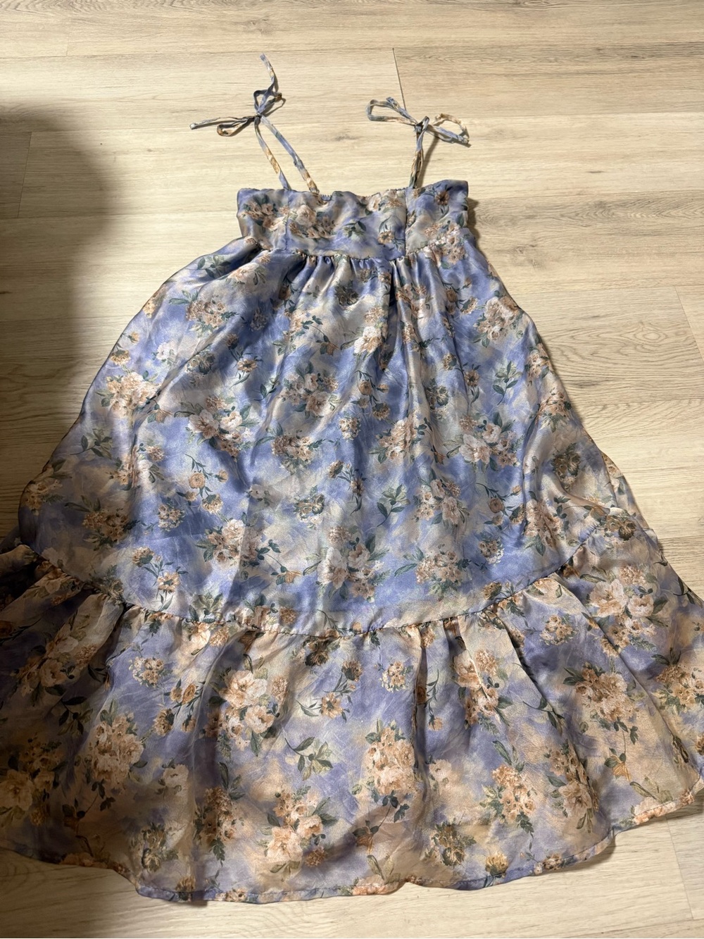 Wild Fable Organza Midi Babydoll Dress Blue Floral Vintage Style Women’s Size XS - Picture 4 of 8